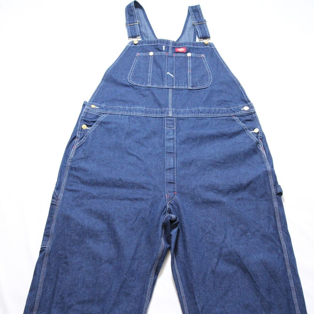 Dickies Dungarees Adult 44x32 Blue Overalls Denin Bib Workwear Carpenter Mens